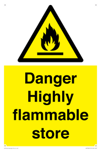 Danger Highly flammable store sign